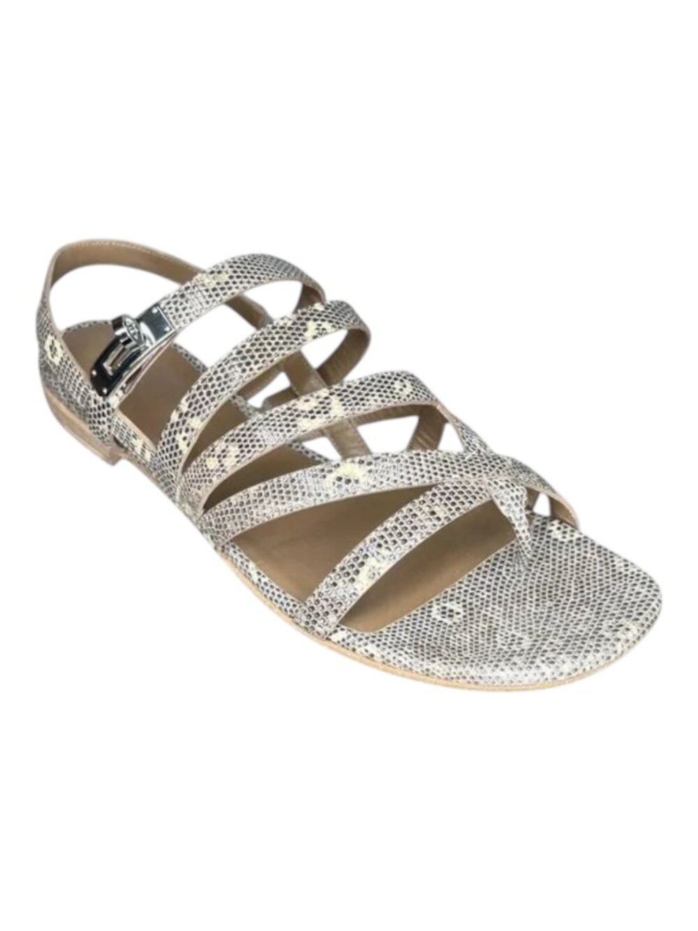 New Hermes Ombré Salvator Lizard Palladium Hardware Marine Sandal EU Size 40